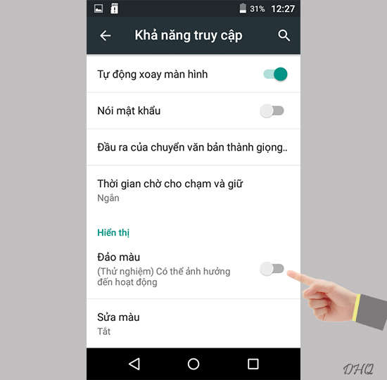 Bật đảo màu
